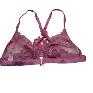 La Perla Wildflower Non Wired Triangle Bra 32B Pink Front Closure Racerback